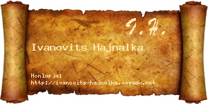Ivanovits Hajnalka névjegykártya